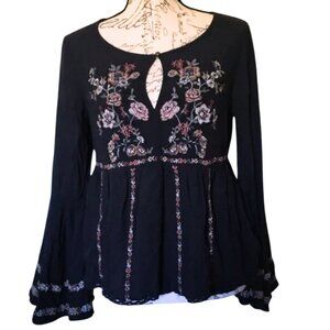 American Eagle 100% Viscose Bell-Sleeve Babydoll Top